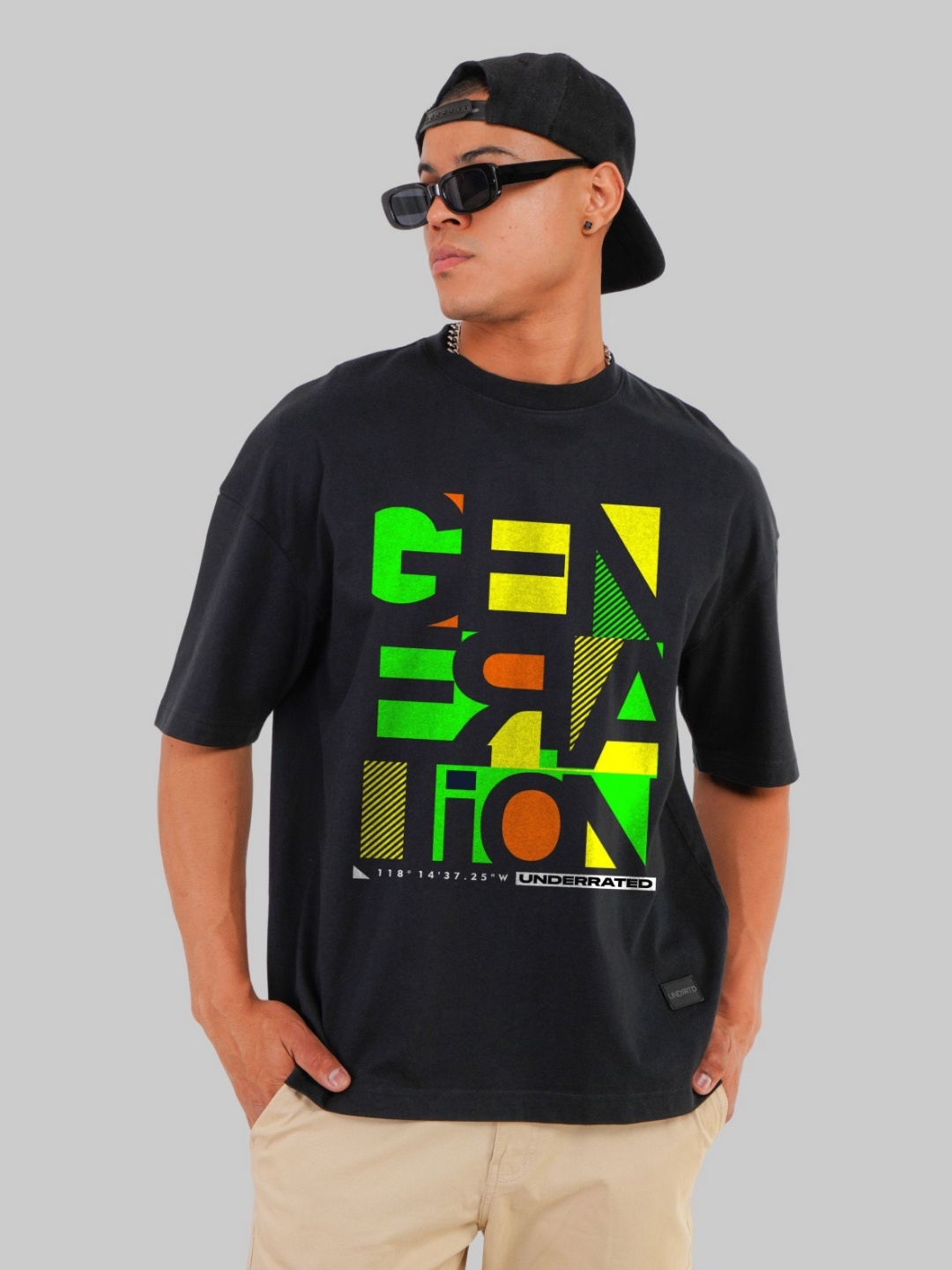 

Underrated Club Men Printed Bio Finish Applique T-shirt, Black