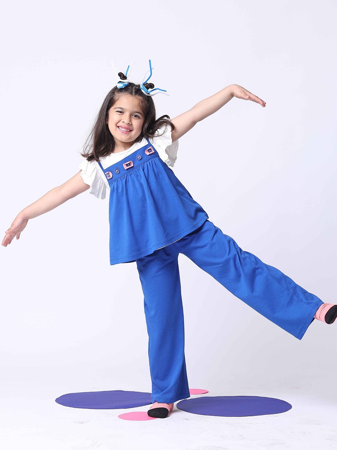 

Baawri Girls Top with Trousers, Blue