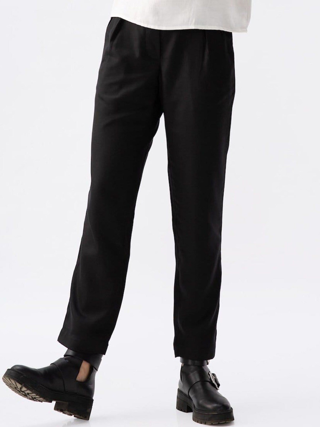

Saltpetre Women Black Straight Silhouette Trousers