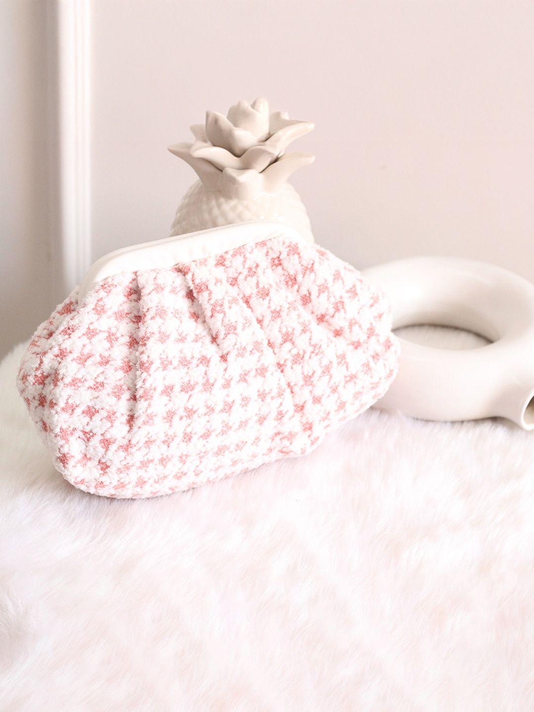 

BOXWISH BY BHUMIKA Checked Purse Clutch, White