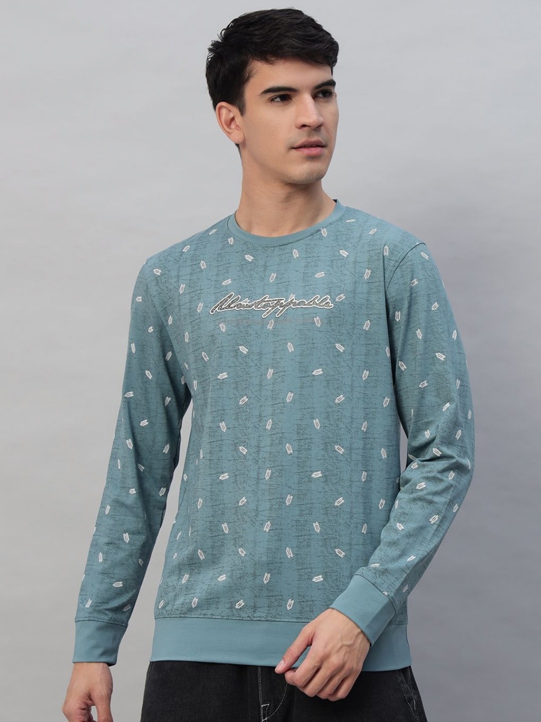 

PROFY Men Typography Printed Pockets T-shirt, Blue