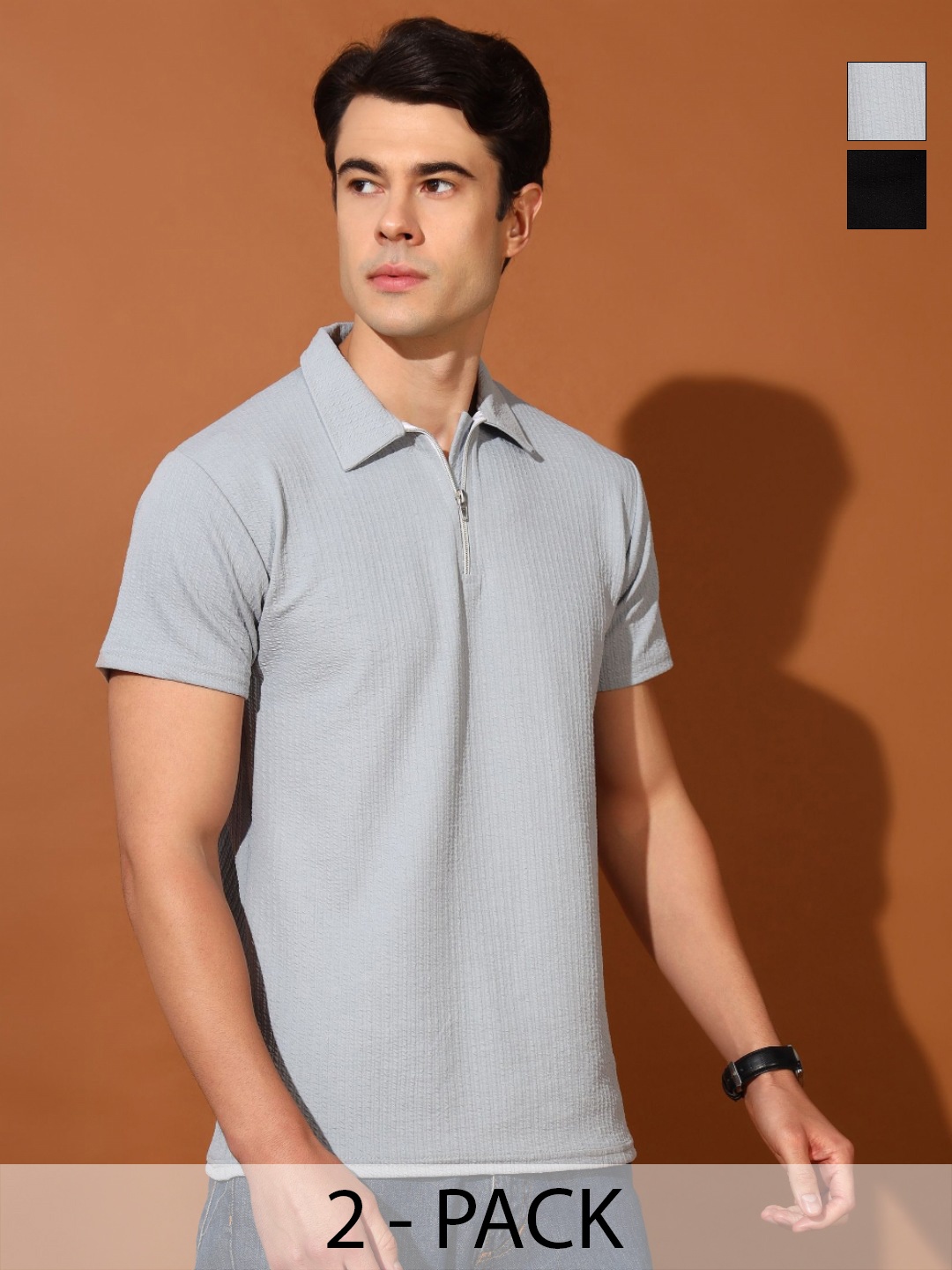 

Christy World Men 2 Polo Collar Pockets T-shirt, Multi