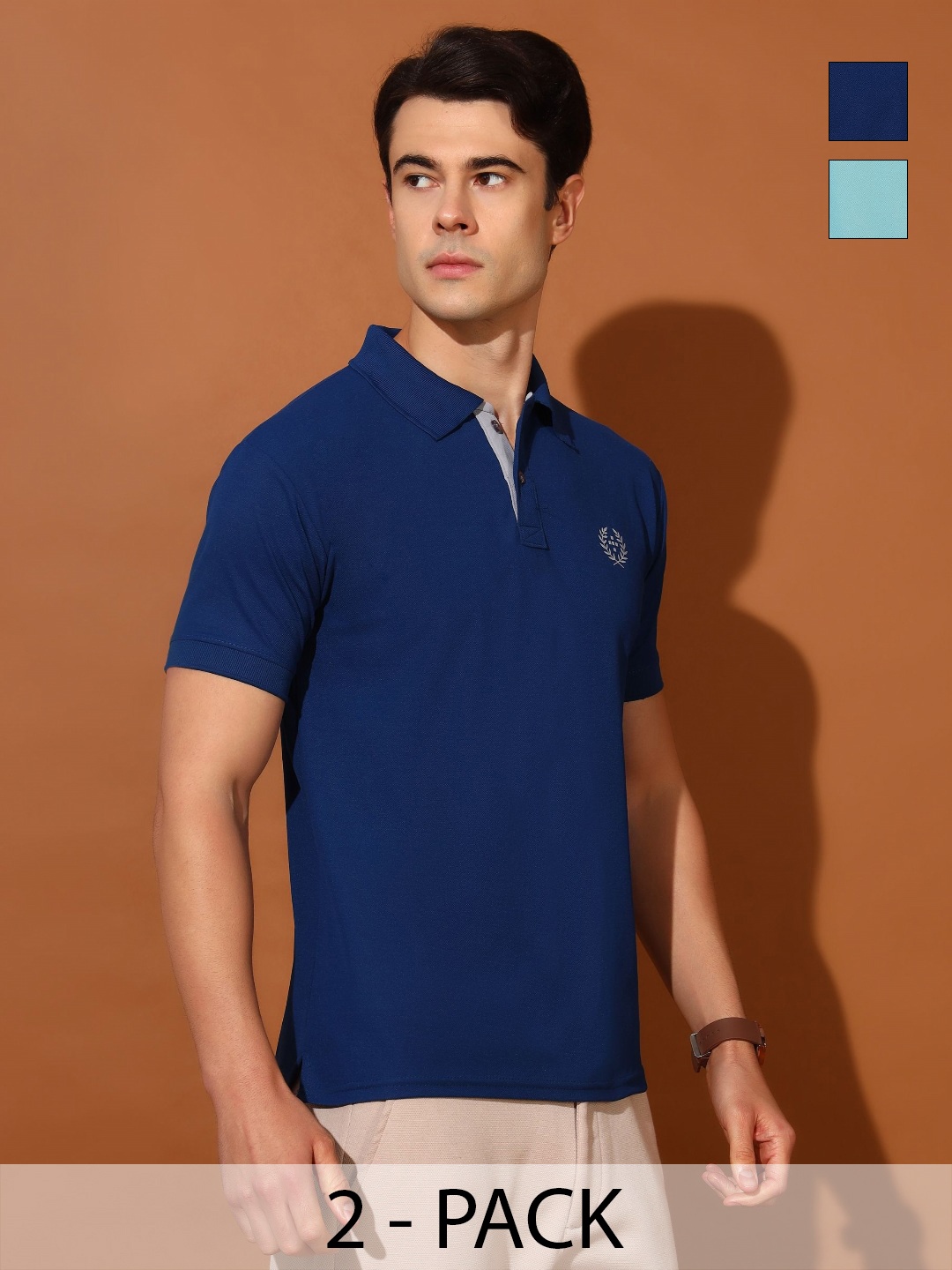 

Christy World Men 2 Polo Collar Applique T-shirt, Multi