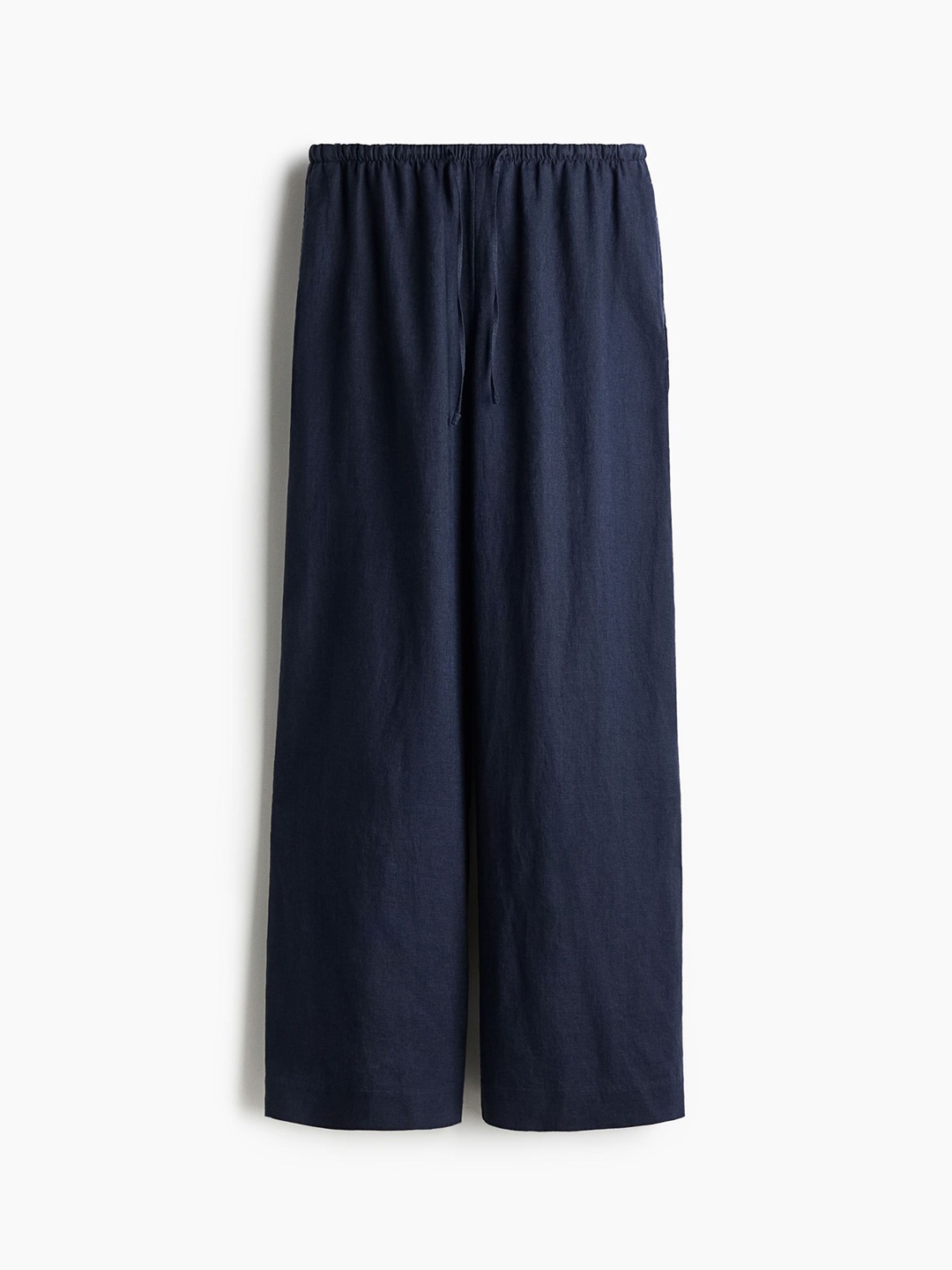 

H&M Linen Drawstring Trousers, Blue