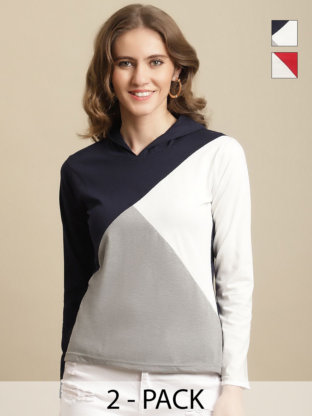 

Tromko Women 2 Colourblocked T-shirt, Multi