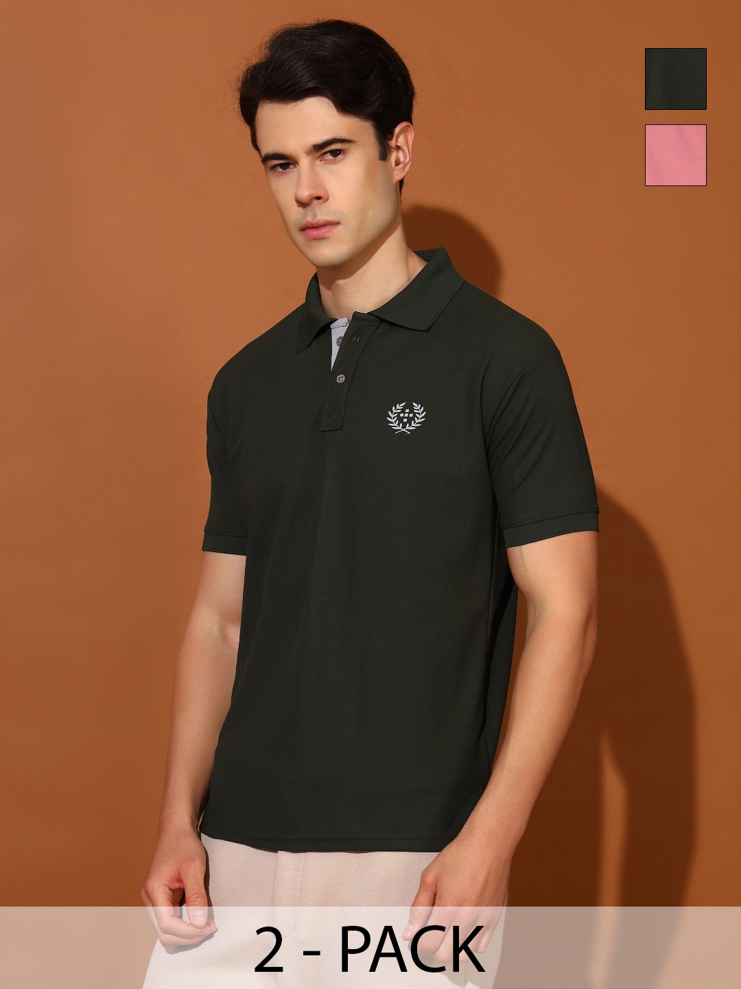 

Christy World Men 2 Polo Collar Applique T-shirt, Multi
