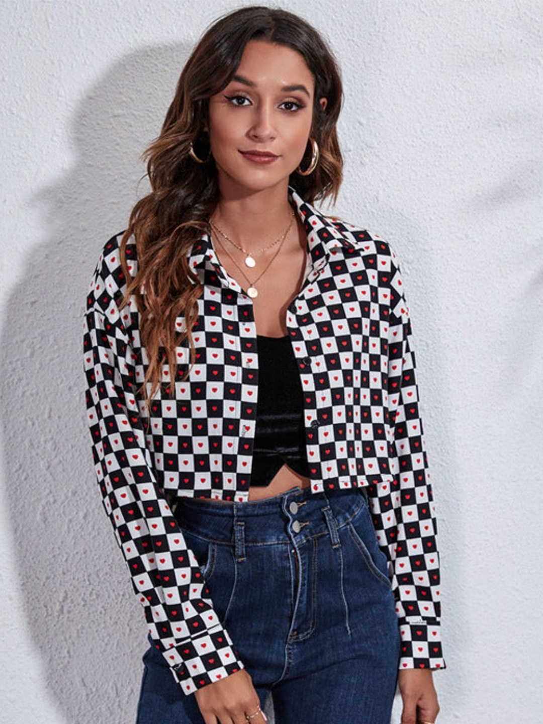 

Oh Rare Women Shirt Style Crop Top, Red