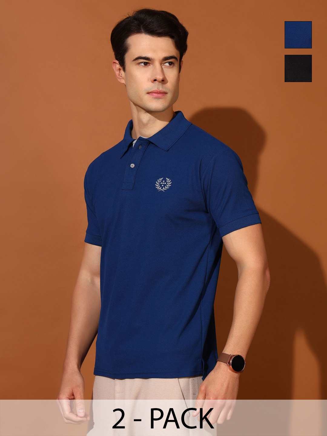 

Christy World Men 2 Polo Collar Applique T-shirt, Multi