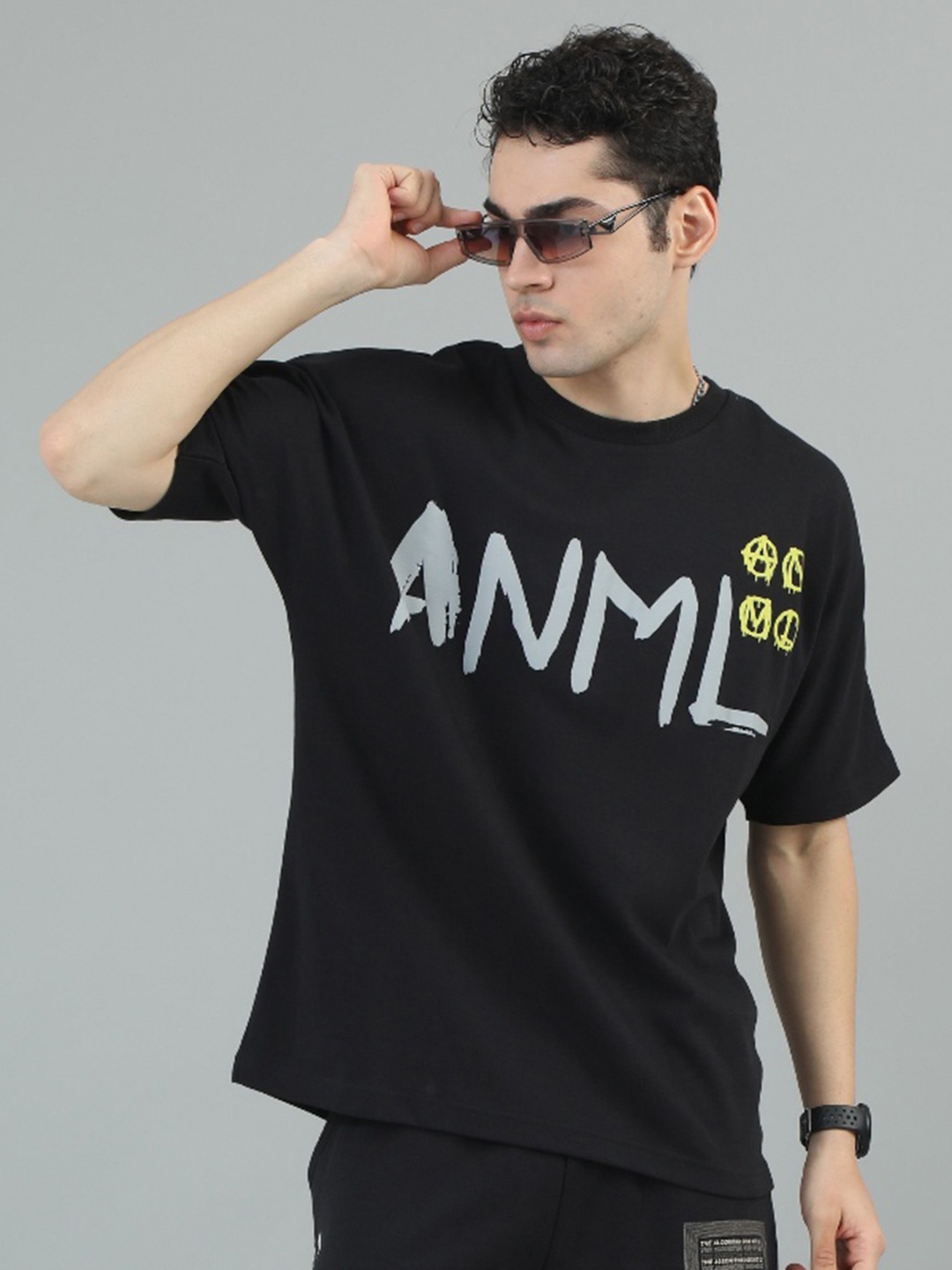 

ANML Men Typography Printed Pockets T-shirt, Black