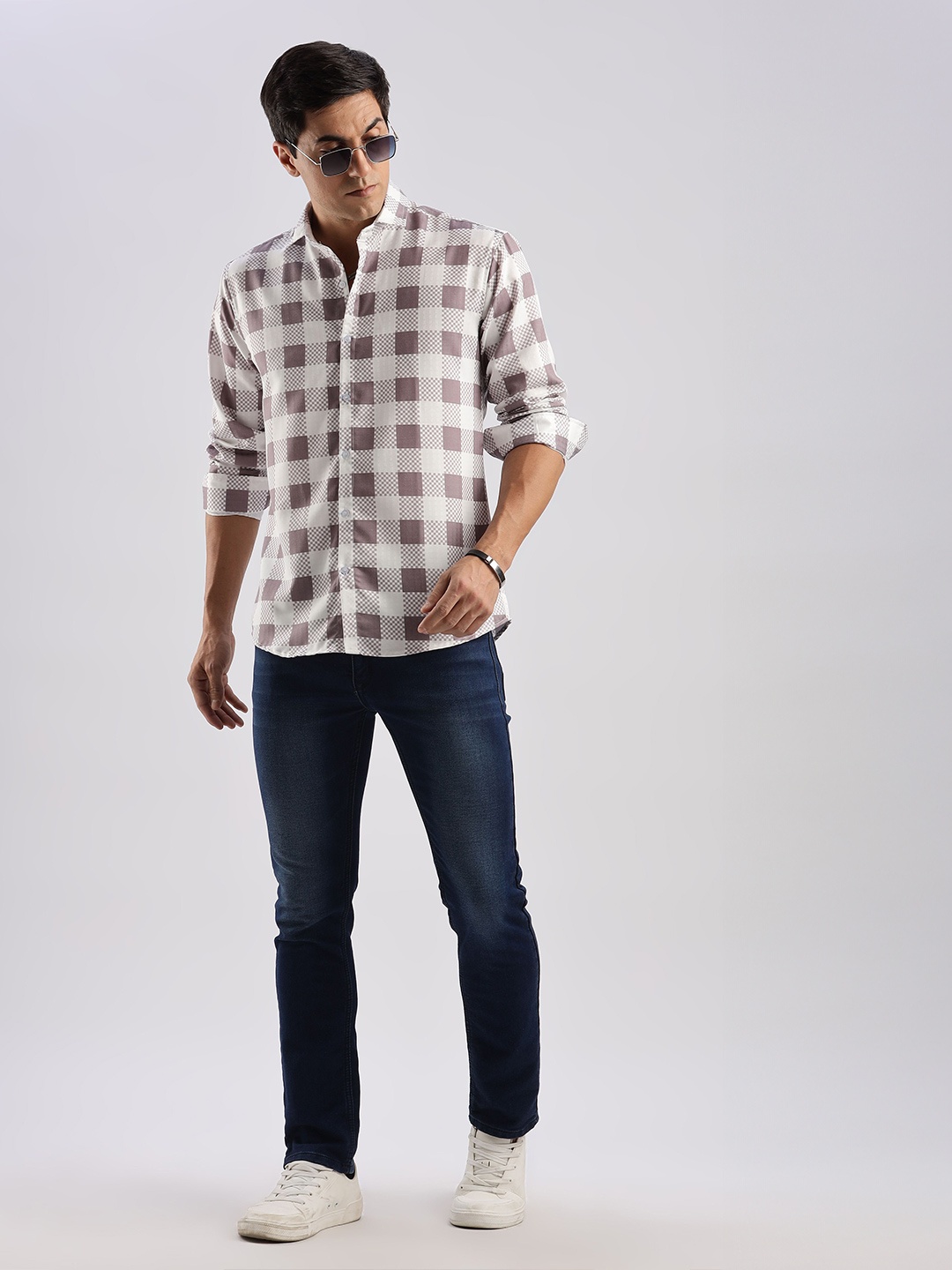 

RICH & ROMAN Men Classic Opaque Printed Semiformal Shirt, Rose gold