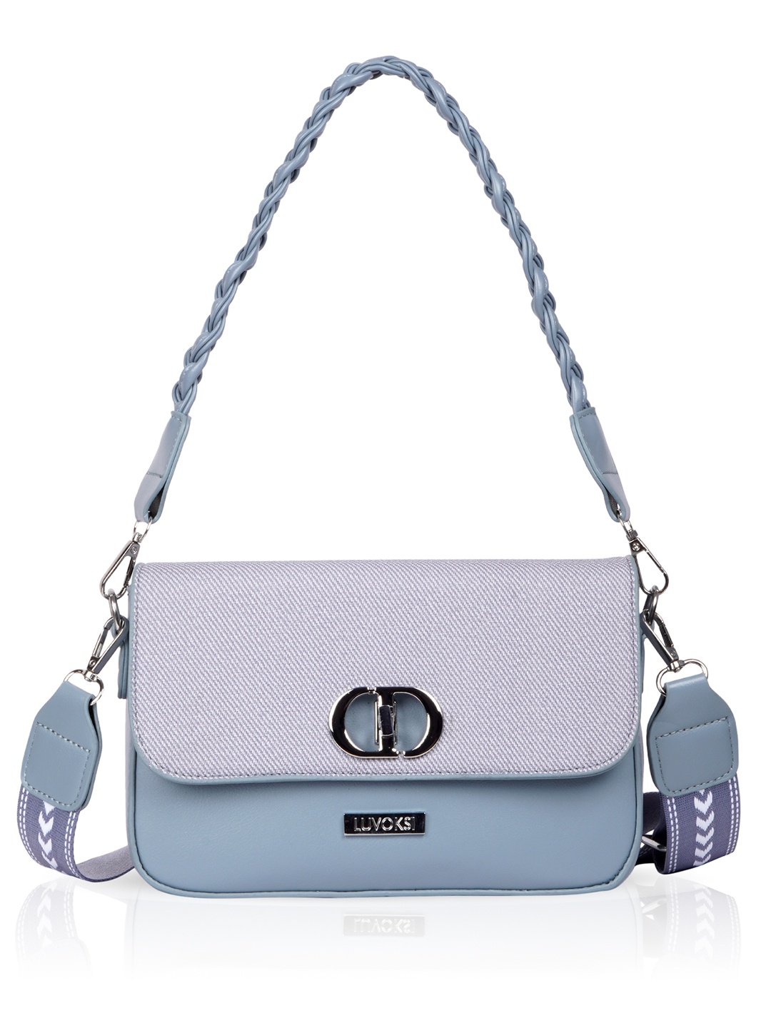 

Luvoksi Textured PU Structured Sling Bag, Blue