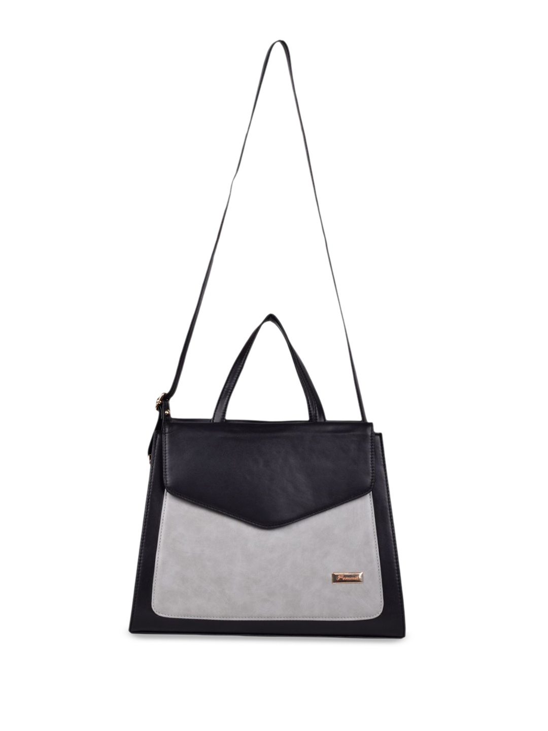 

FOMMIL Colourblocked PU Handheld Bag, Grey