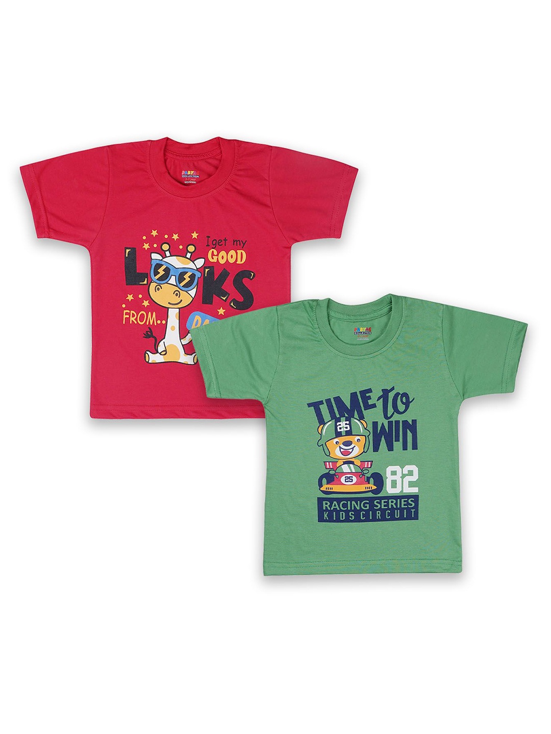 

PARYAG Boys Typography 2 Printed Applique T-shirt, Red
