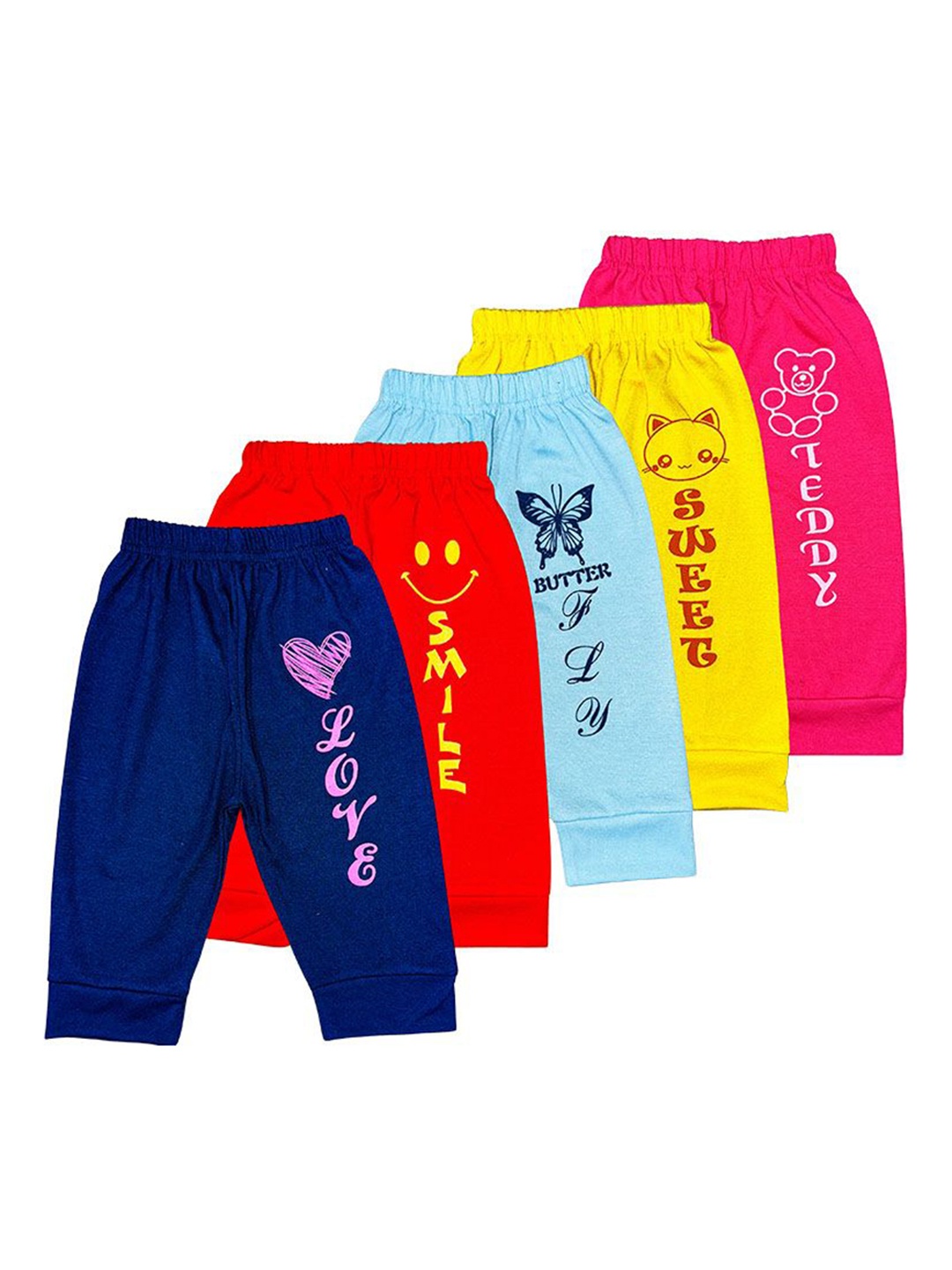 

Surfbae Kids Pack Of 5 Graphic Printed Cotton Joggers, Yellow