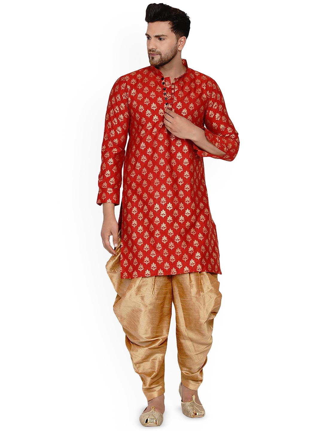 

VEERA PARIDHAAN Men Ethnic Motifs Mirror Work Kurta, Red