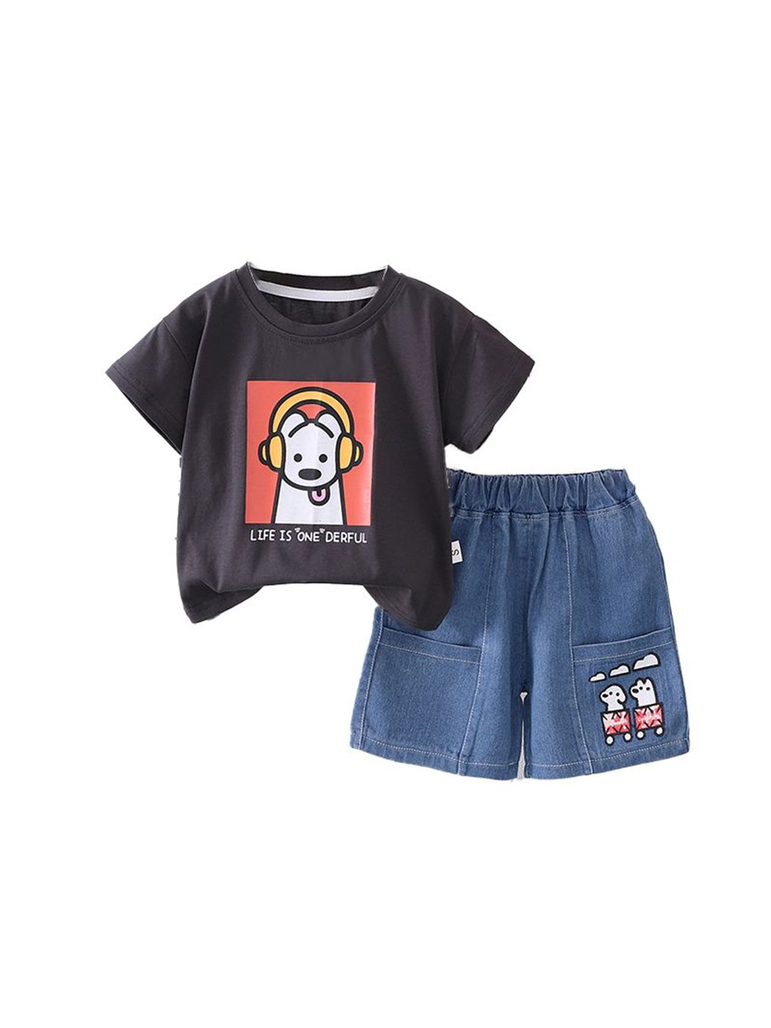 

StyleCast x Revolte Boys Graphic Printed T-shirt With Shorts, Black
