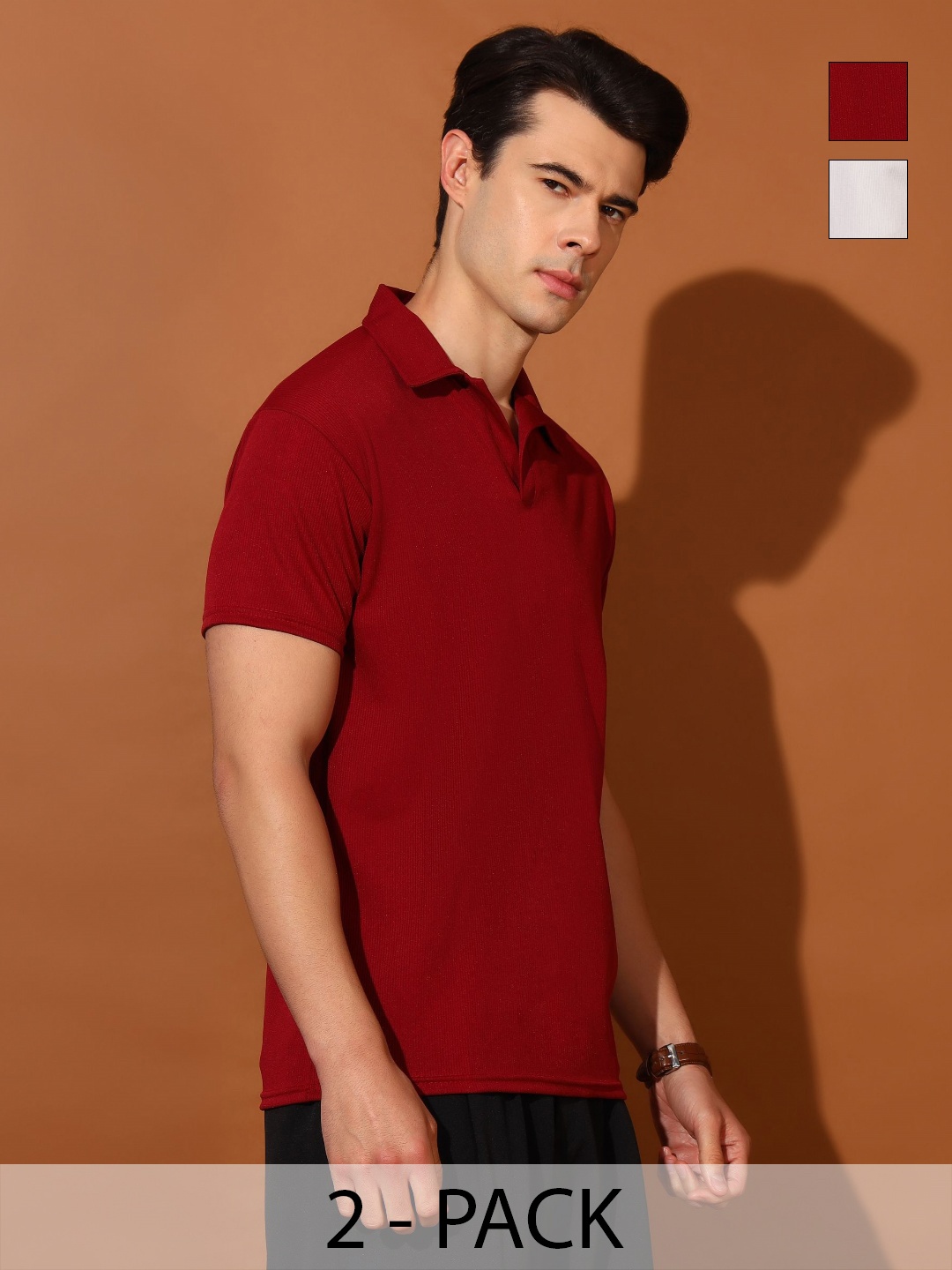 

Christy World Men 2 Polo Collar Pockets T-shirt, Multi