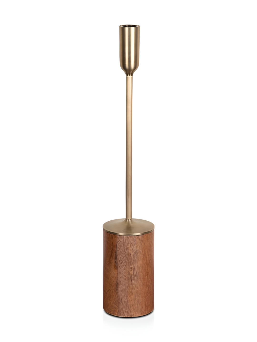 

IAAH Gold-Toned & Brown Metal & Wooden Candle Holder