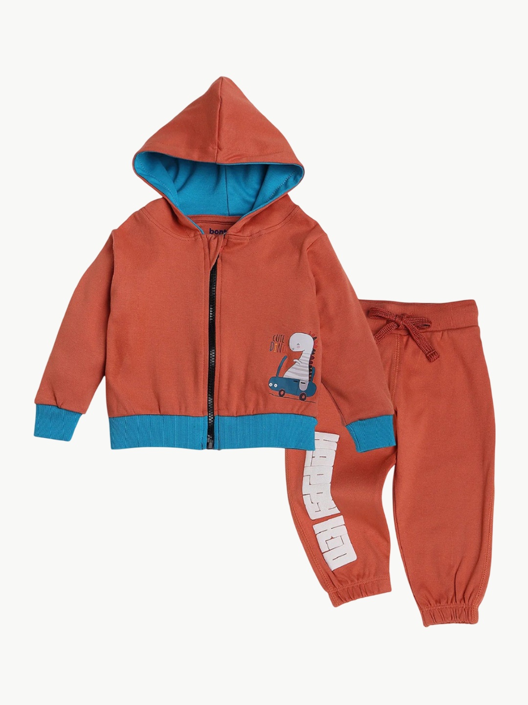 

BONTOTS Boys Graphic Printed Organic Cotton Hoodie & Jogger Tracksuits, Rust