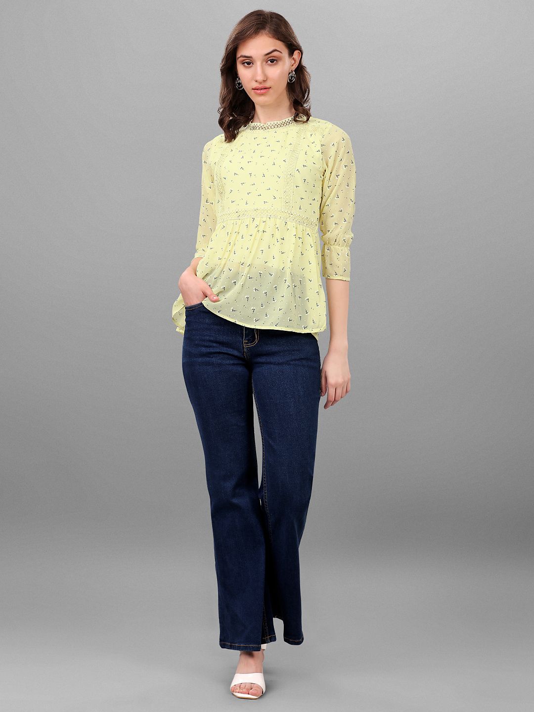 

SXV STYLE Floral Bohemian Cotton Crop Top, Yellow