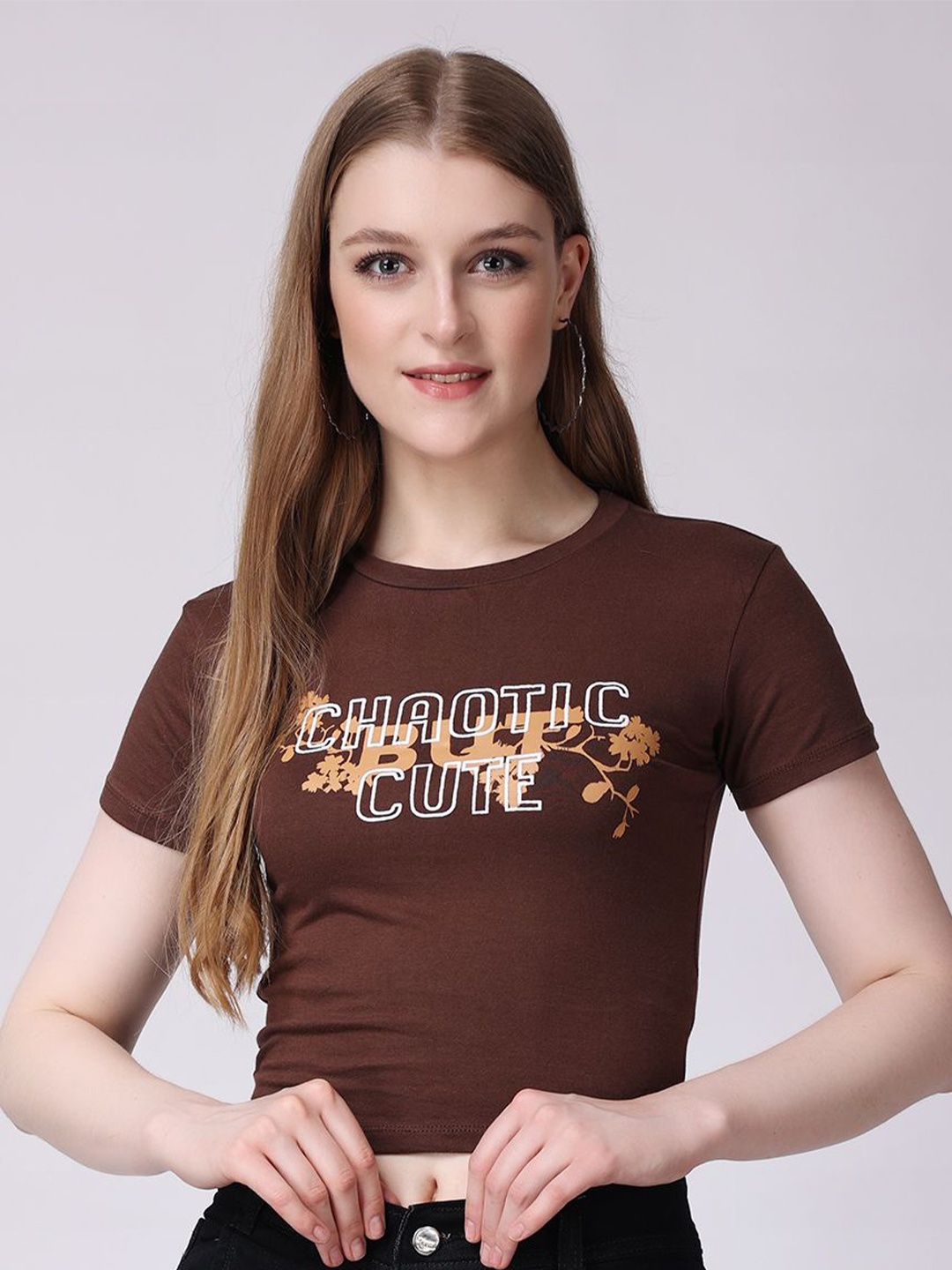 

ZARISTAA Women Printed Top, Brown