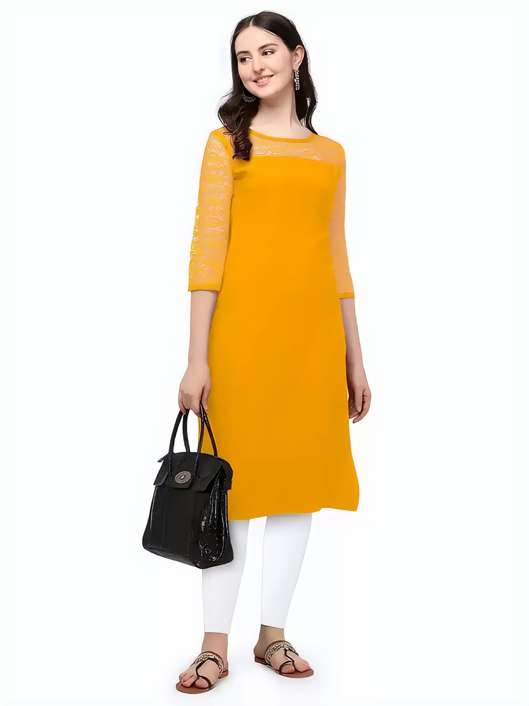 

ZELZIS A-Line Kurta, Yellow
