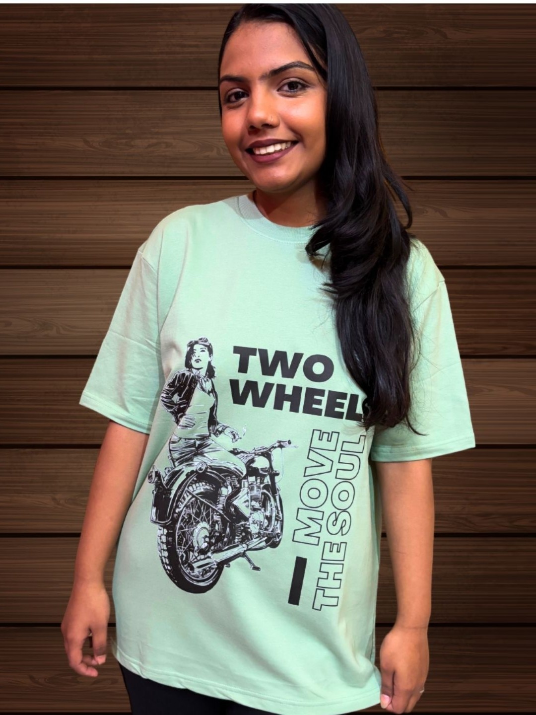 

DOGAteens Women Biker Printed Pure Cotton Applique T-shirt, Sea green