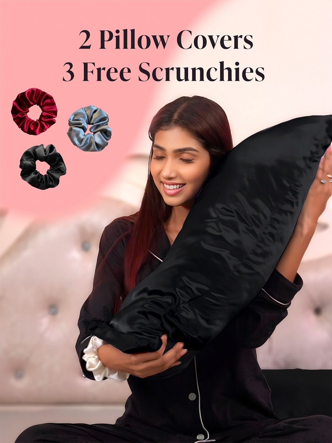 

Silvr Bear Black 2 Pieces Solid Pure Silk Rectangle Pillow Covers
