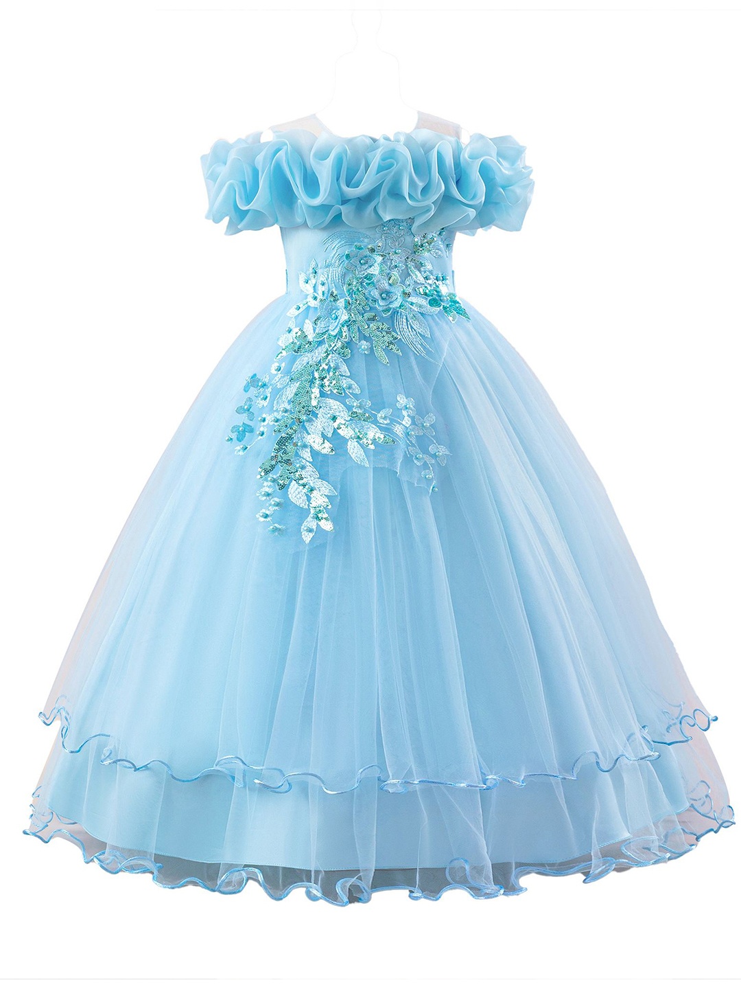 

StyleCast x Revolte Girls Applique Net Maxi Gown Dress, Blue