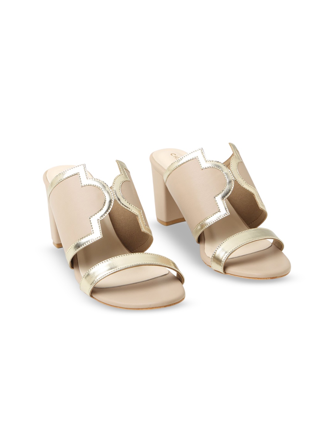 

CHAAL CHALAN Women Open Toe Block Pumps, Beige