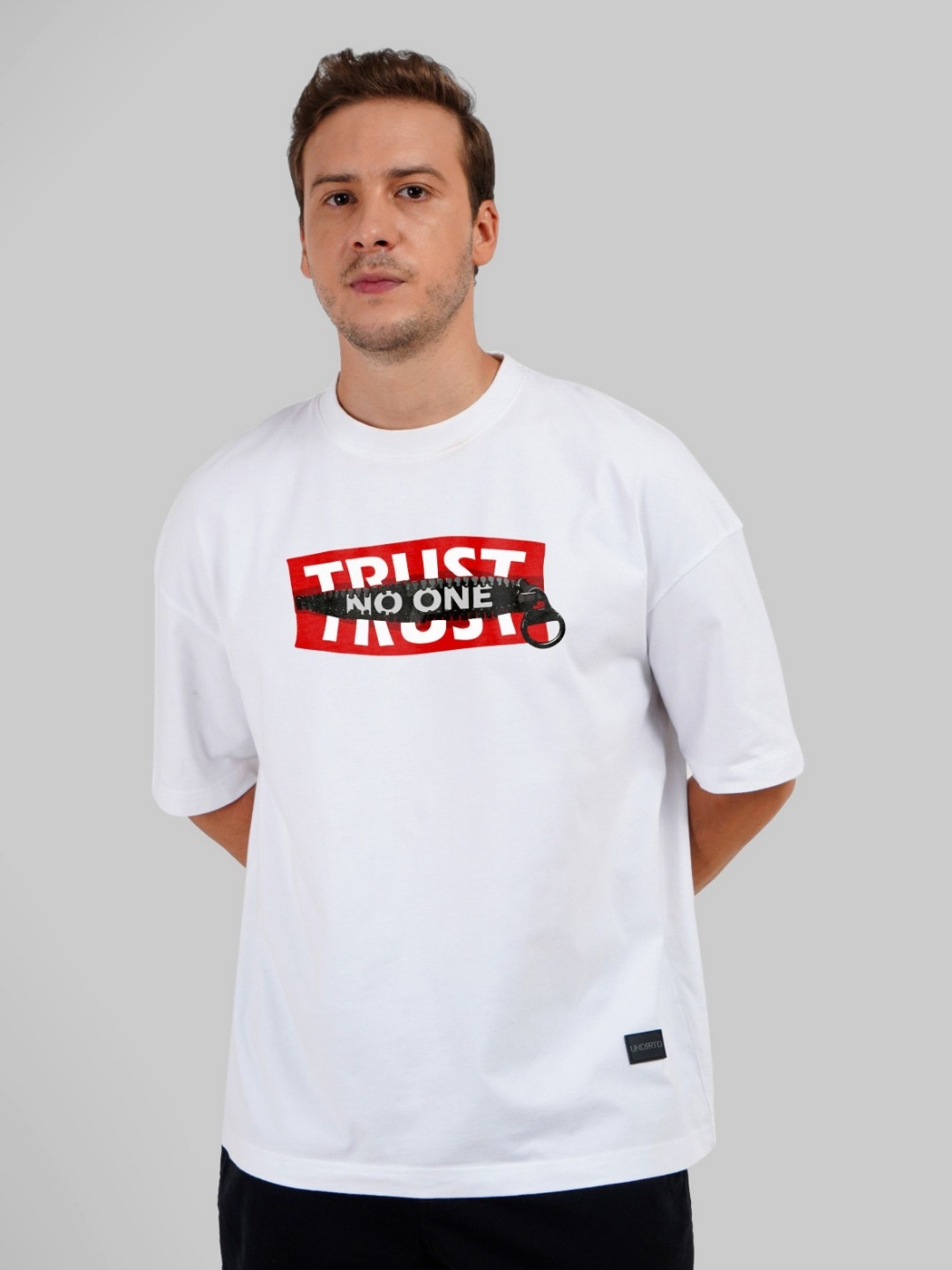 

Underrated Club Men Typography Printed Bio Finish Applique T-shirt, White