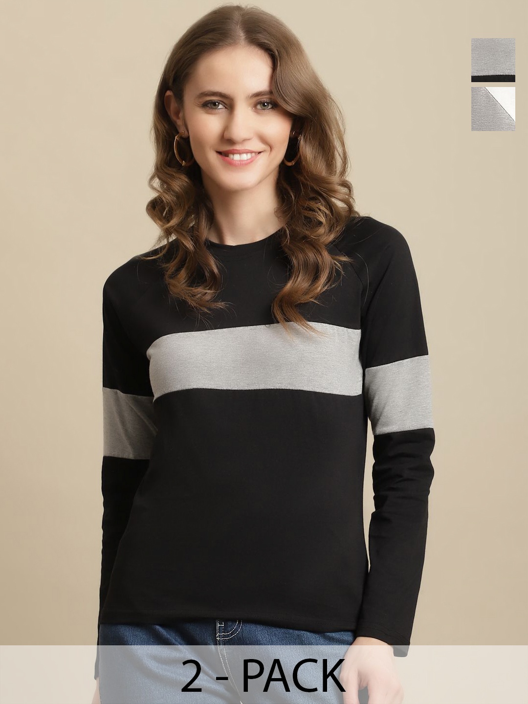 

Tromko Women 2 Colourblocked T-shirt, Multi