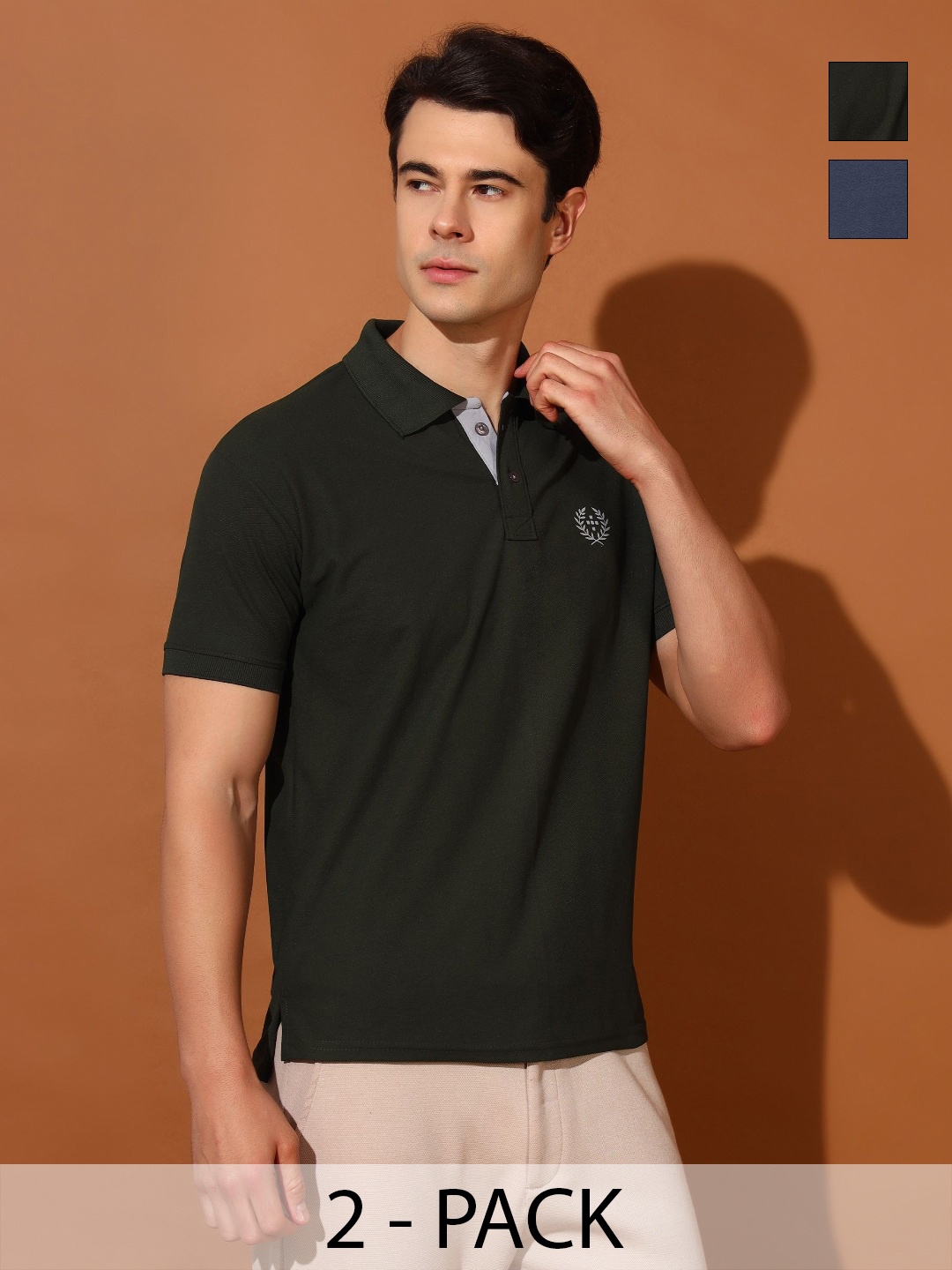 

Christy World Men 2 Polo Collar Applique T-shirt, Multi