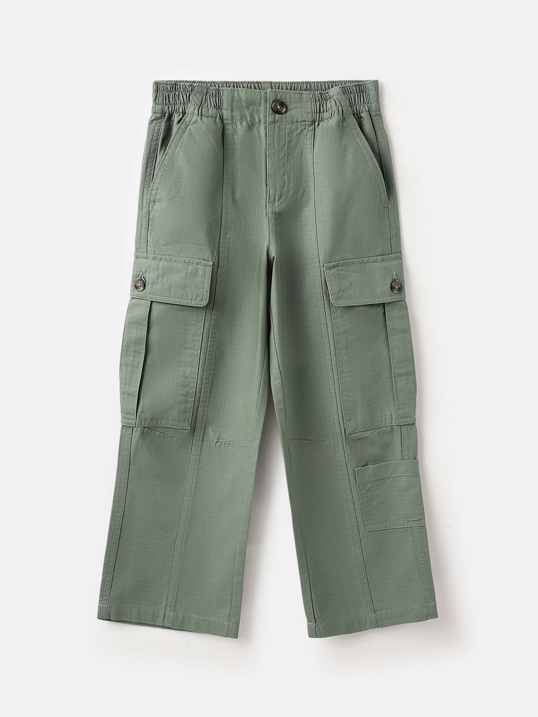 

United Colors of Benetton Boys Pure Cotton Loose Fit Trousers, Green