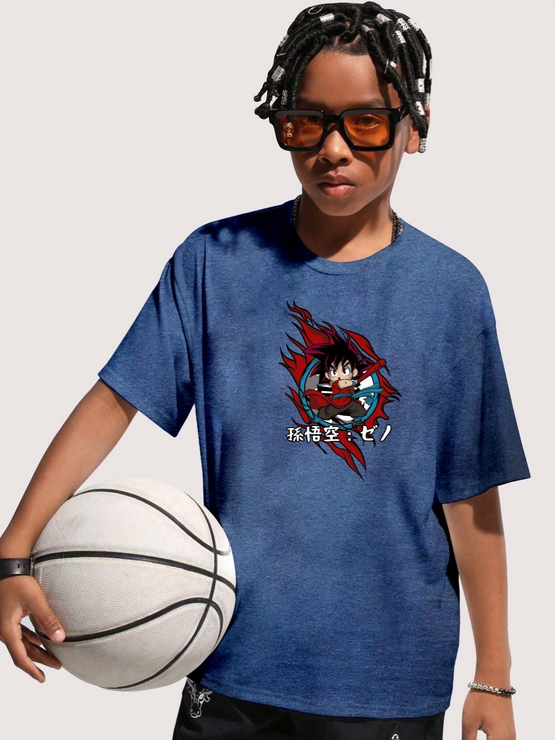 

LOCAVESTIR Boys Printed T-shirt, Blue