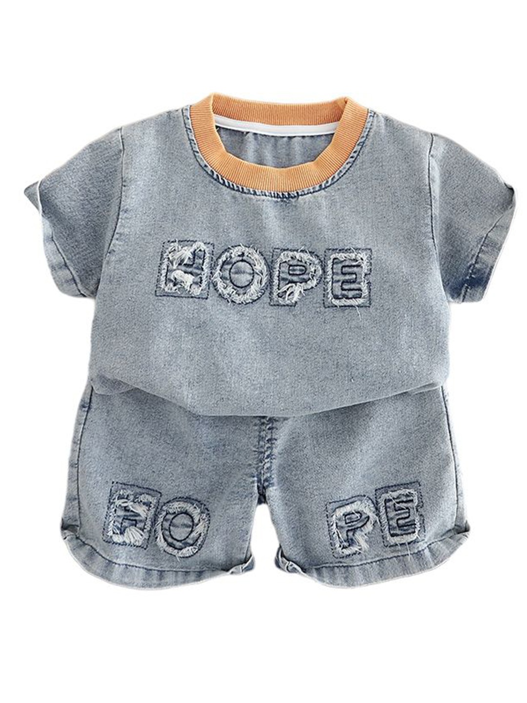 

StyleCast x Revolte Infants Printed Round Neck Pure Cotton T-shirt With Shorts, Grey