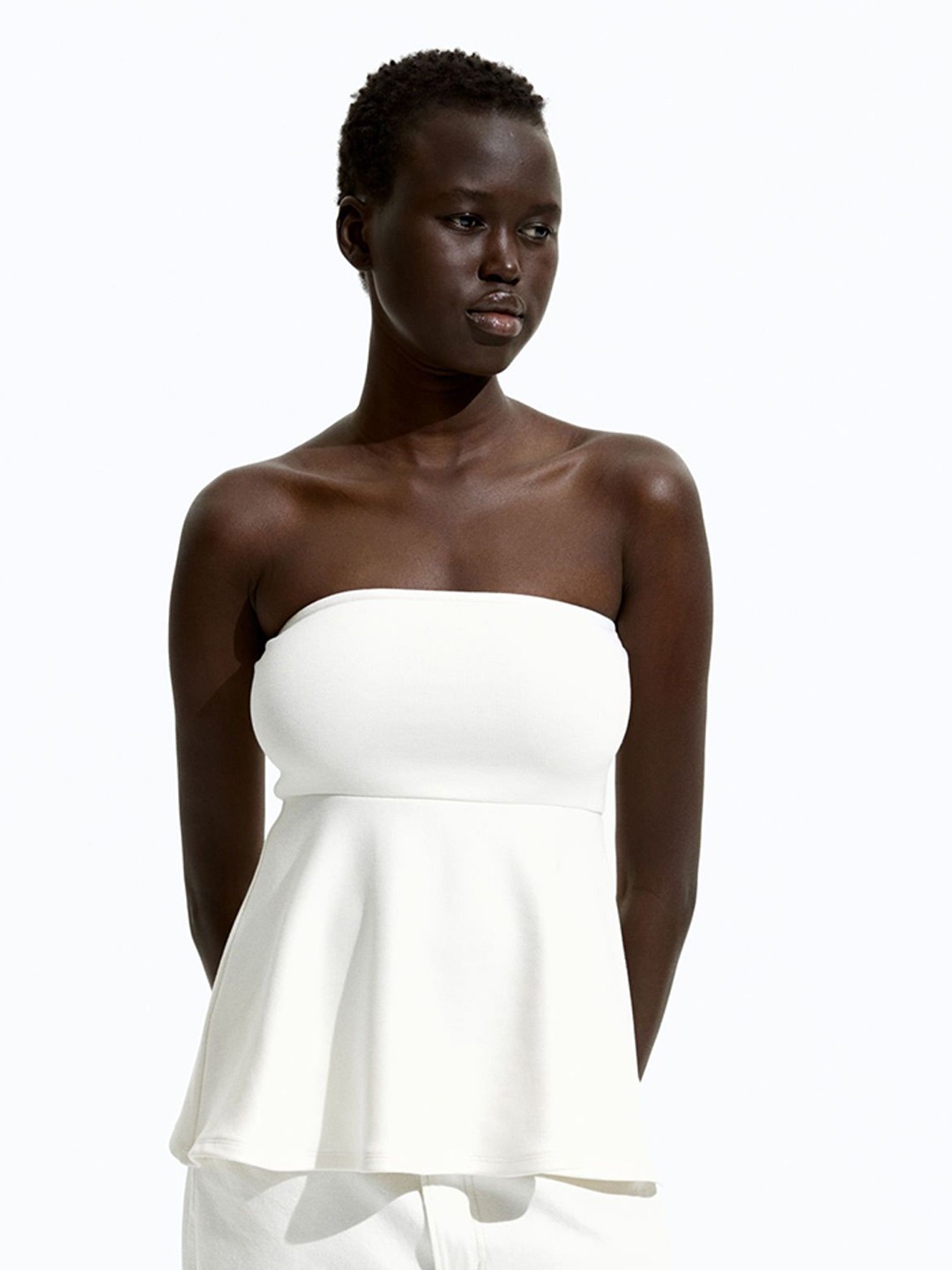 

H&M Peplum Tube Top, White