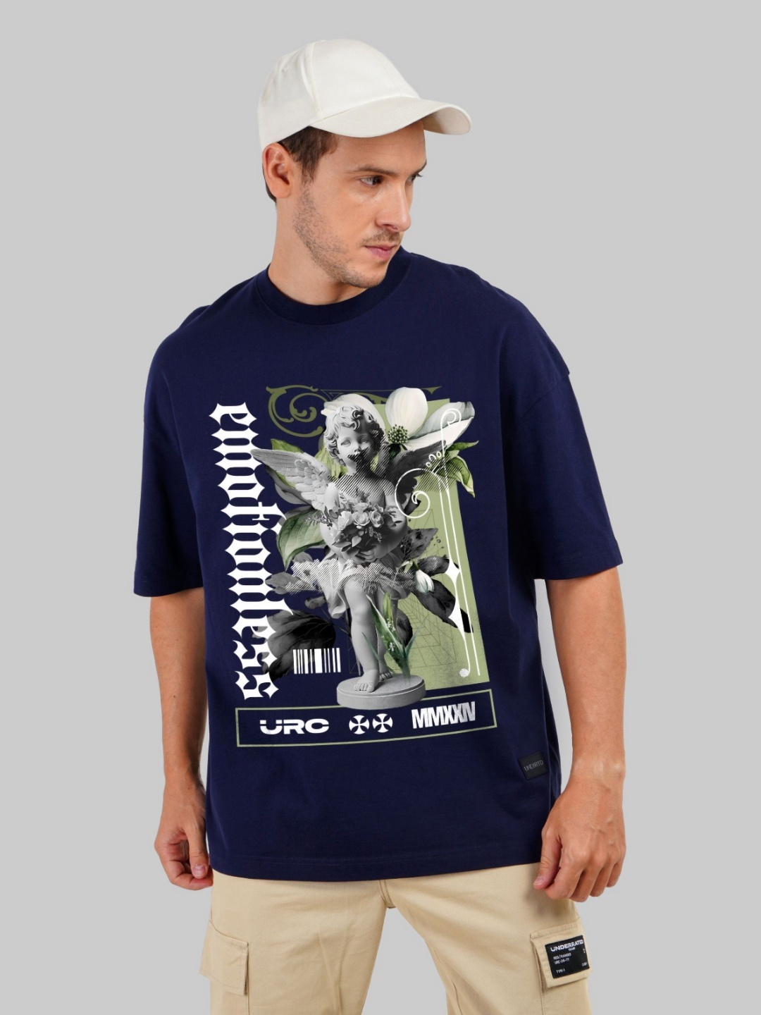 

Underrated Club Men Printed Bio Finish Applique T-shirt, Navy blue