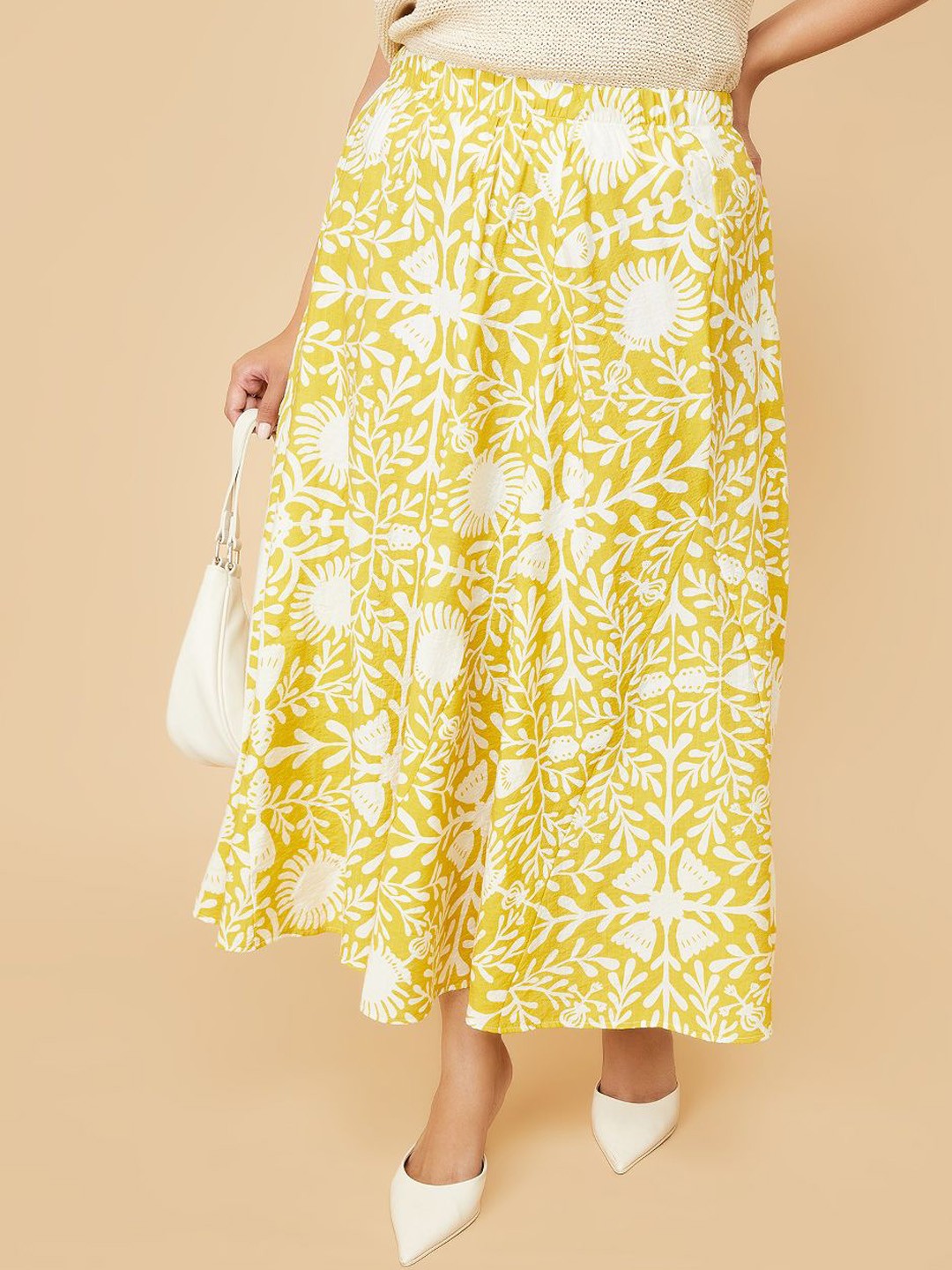 

max Printed Flared Skirt, Yellow