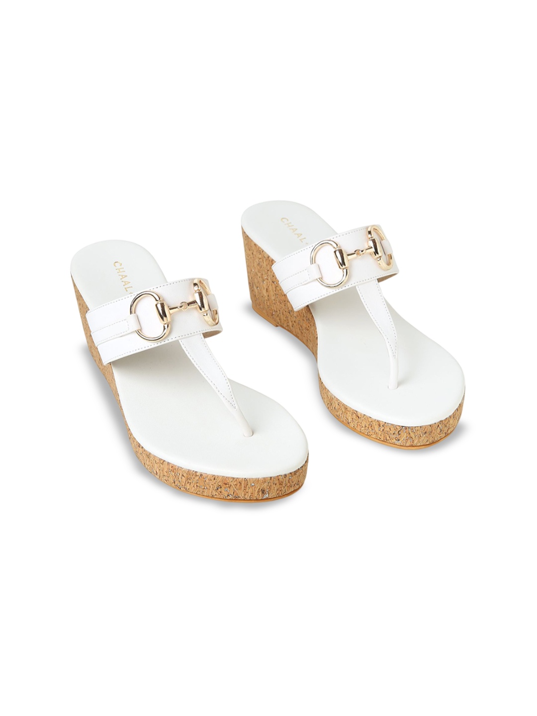 

CHAAL CHALAN Women PU Wedge Sandals, White