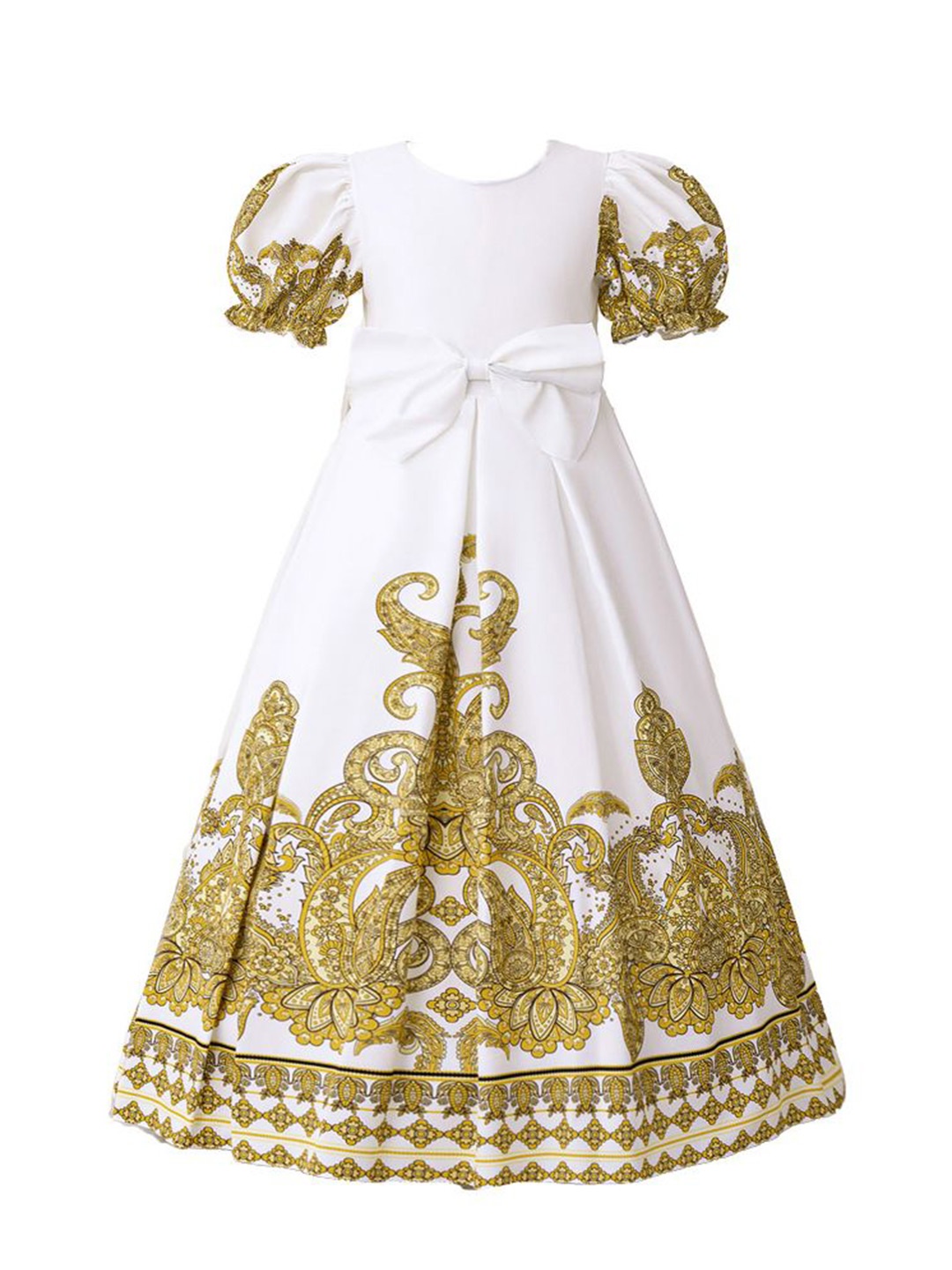 

StyleCast x Revolte Girls Ethnic Motifs Print Applique Maxi Gown Dress, White