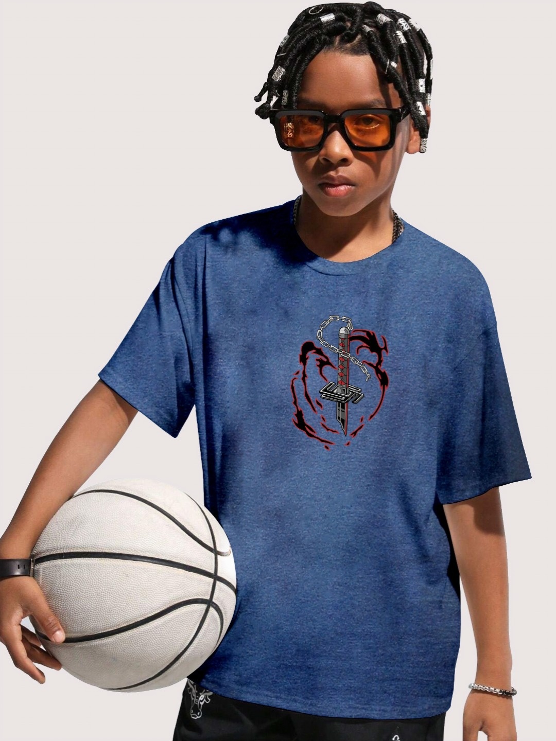 

LOCAVESTIR Boys Printed T-shirt, Blue