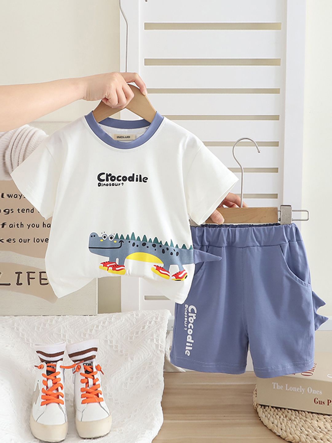 

INCLUD Boys Printed T-shirt With Shorts, White