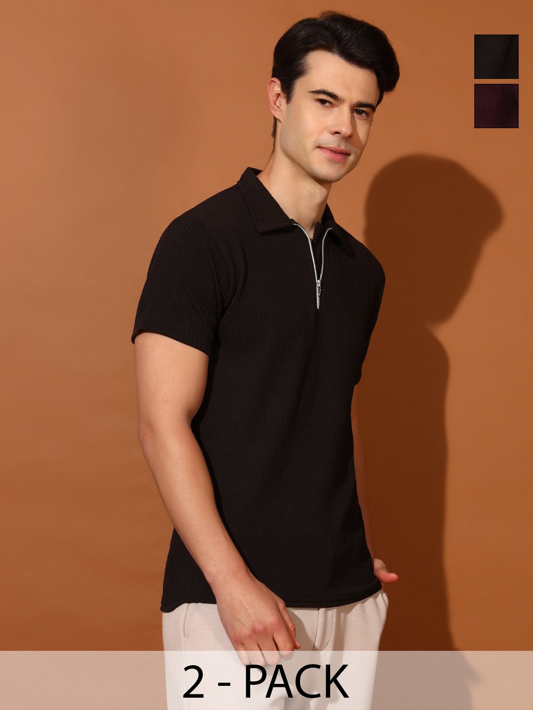 

Christy World Men 2 Polo Collar Pockets T-shirt, Multi