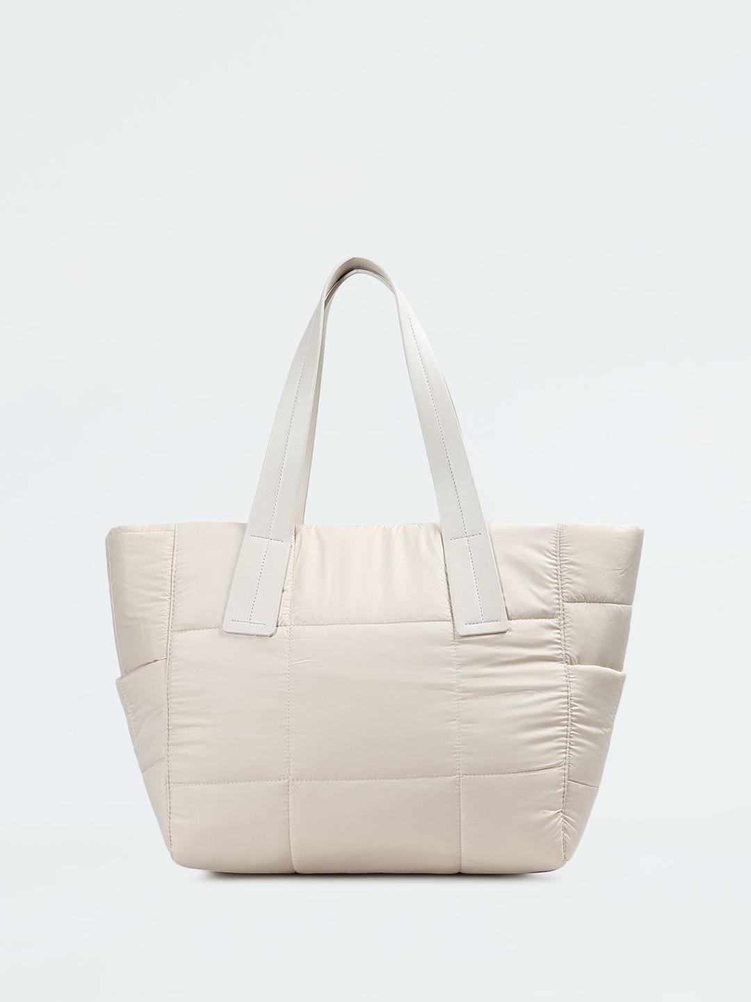 

max PU Oversized Shopper Tote Bag, Off white
