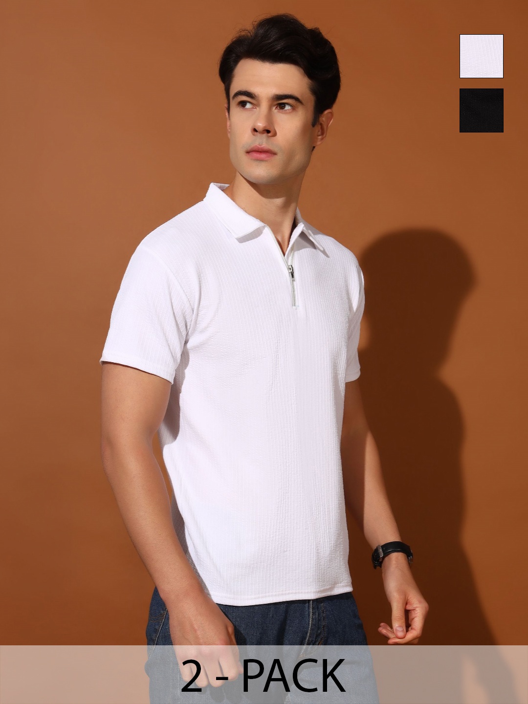

Christy World Men 2 Polo Collar Pockets T-shirt, Multi