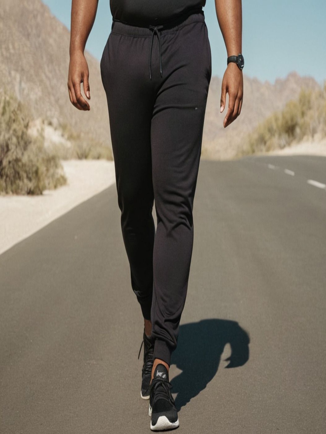 

MAYKR Men Mid Rise Joggers, Black