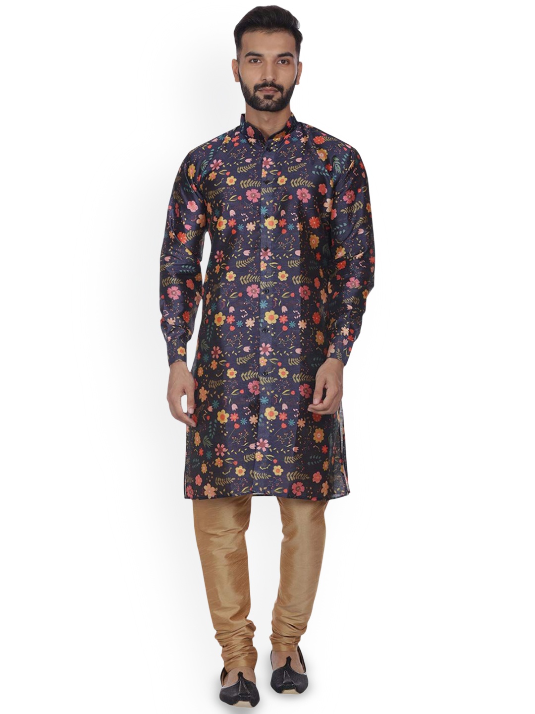 

VEERA PARIDHAAN Floral Printed Mandarin Collar Straight Kurta, Blue