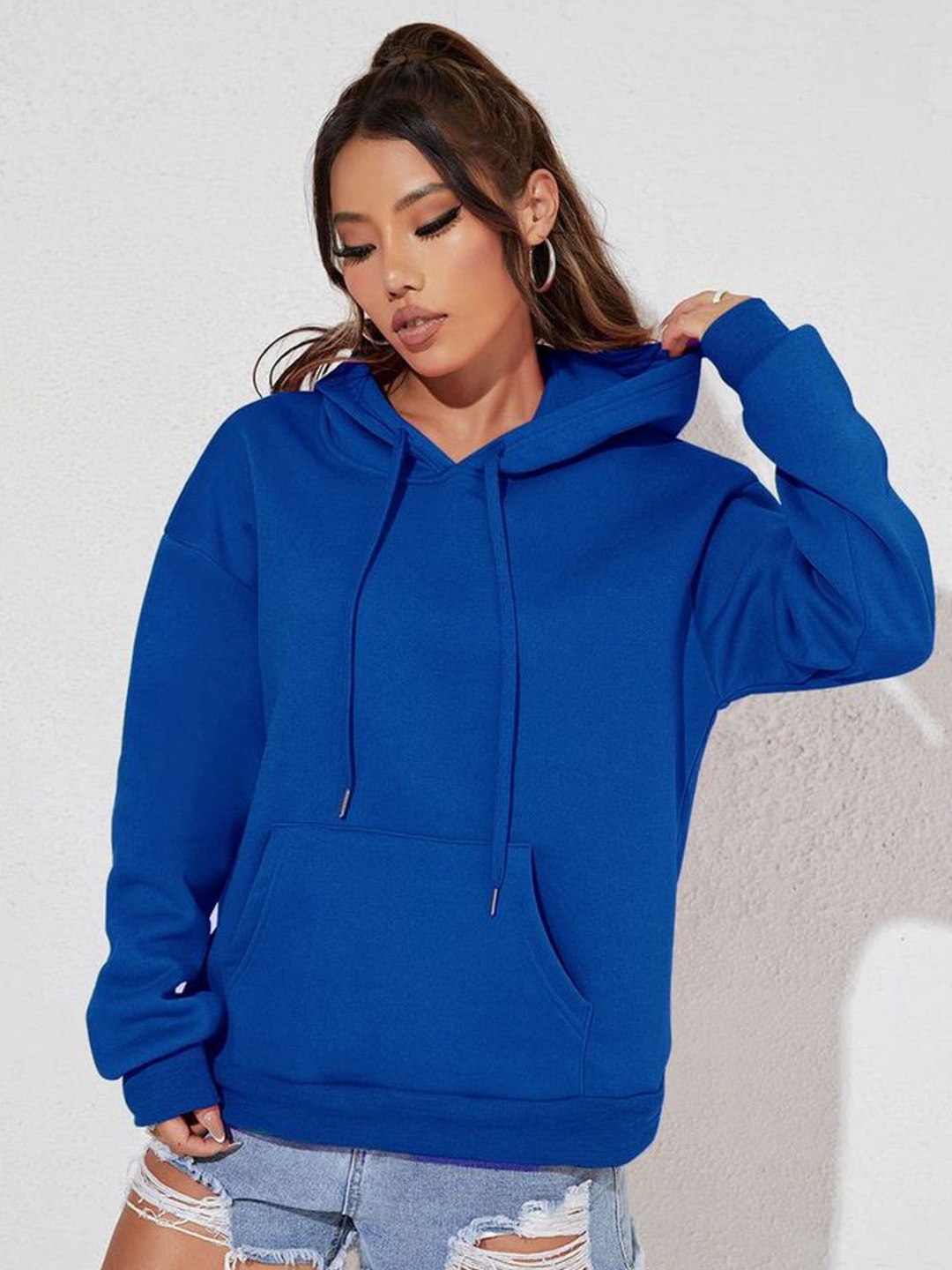 

FEMENEST Women Hooded Sweatshirt, Blue