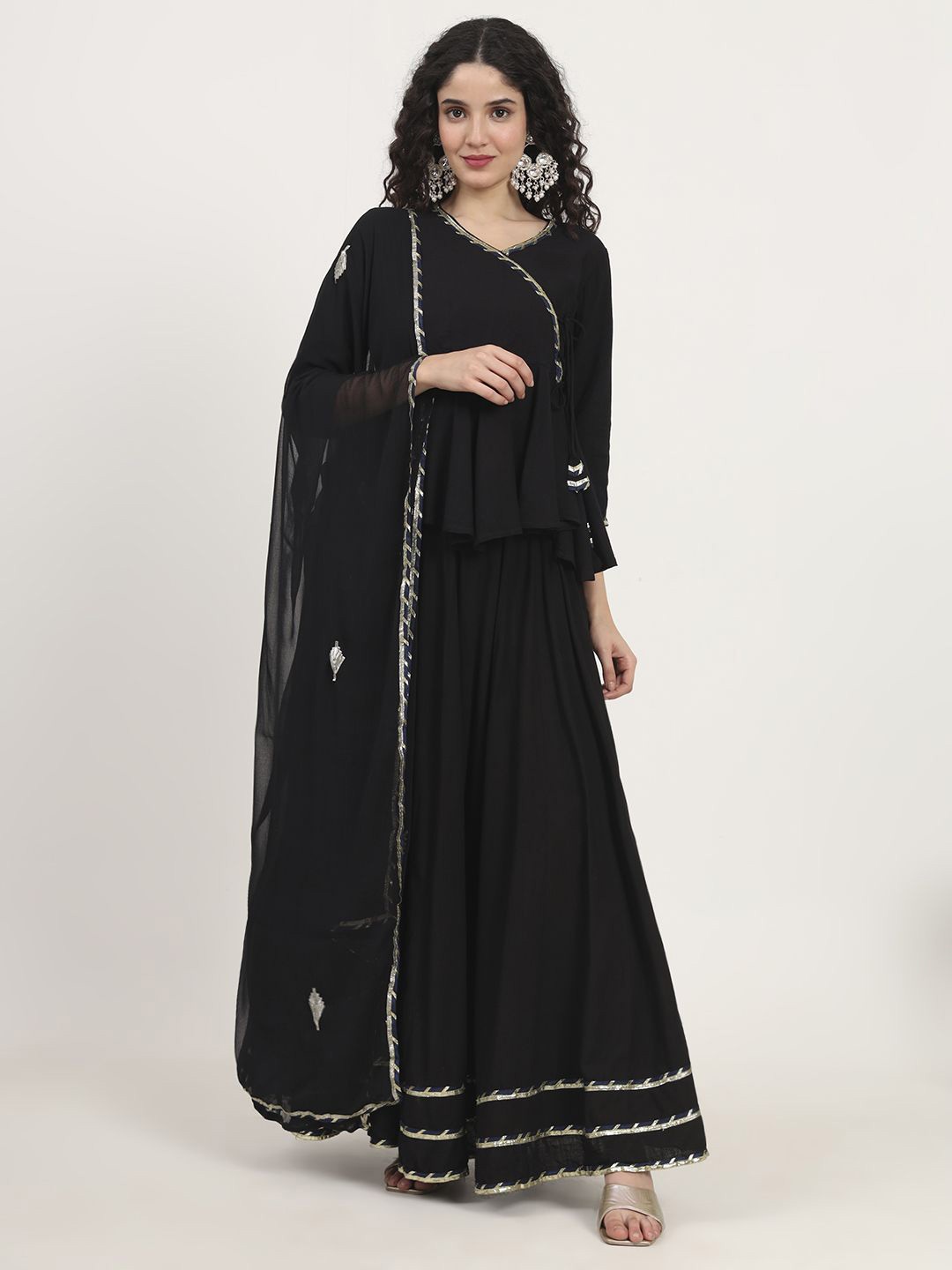 

Divena Ready to Wear Lehenga & Blouse With Dupatta, Black